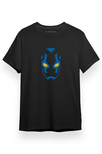 Tshirthane Μπλε Beetle Mask Μαύρο κοντομάνικο ανδρικό μπλουζάκι