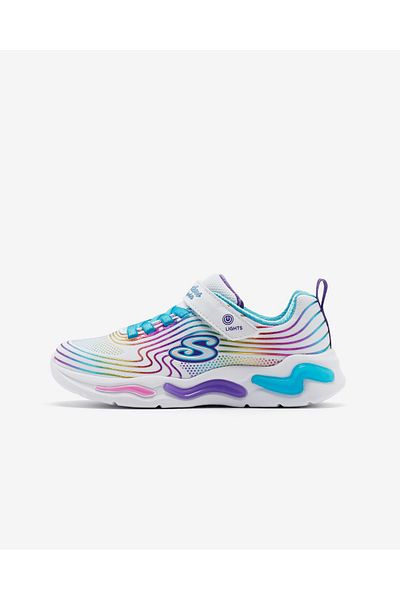 SKECHERS White Lighted Wavy Beams Sports Shoes for Older Girls -302338L WMLT