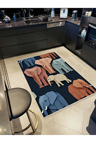 Rugs Modern Halı Atlas Koleksiyonu Çok Renkli Soyut Fil Desenli Kreatif Moder...
