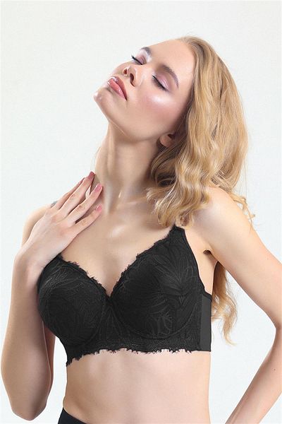 Magic Form 5685 Women's Lace Sponge Large Size Gathering Bra-Black