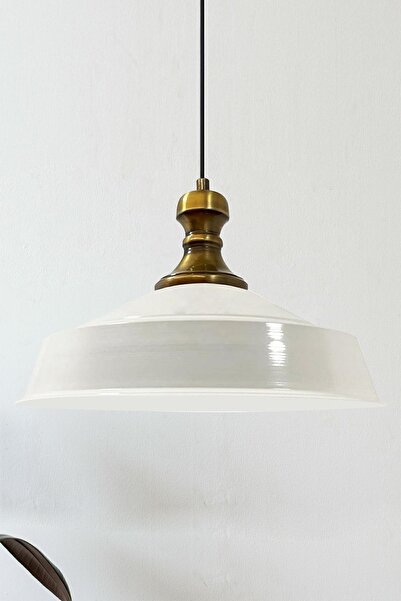 Bamyum Beyaz İç Beyaz Avize Asaletli Eskitme Knob Başlık Retro Sarkıt Lamba Restoran Salon Aydınlatma