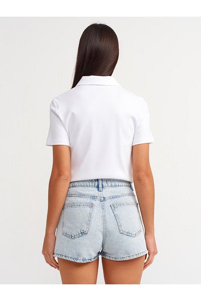Dilvin 71507 Pantaloni scurți clasici din denim Mom - Albastru deschis