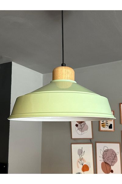 Bamyum Mint Color Chandelier - Wooden Head Retro Pendant Lamp, Restaurant and Living Room Lighting