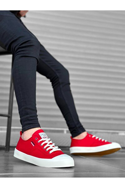 BOA Red Linen Men's Casual Shoes - BOA Comfortable Flat Sole, Lace-up