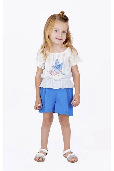 best kids Pantaloni scurți Saks Blue pentru fete - cu talie elastică 14096