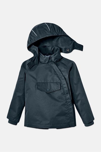 Tchibo Toddlers Boy Hooded Plain Raincoat Jacket, Slate Grey
