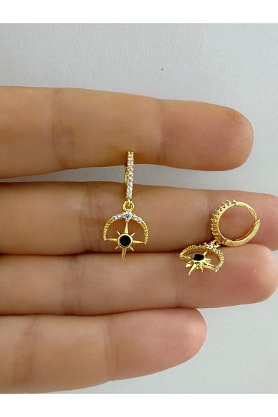 Arescollection Zircon Stone Tribute and Polar Star Dangle 1 Piece Helix Crimble Lobe Compatible Ring Piercing Earring