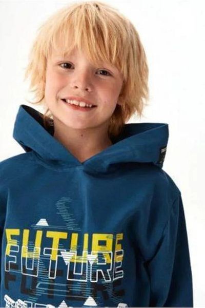 nk kids 8-14 Years Old Boy Tracksuit Set Future Printed Hooded Blue