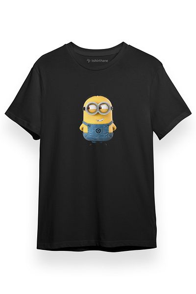 Tshirthane Κίτρινο μινιον Μαύρο κοντομάνικο ανδρικό μπλουζάκι