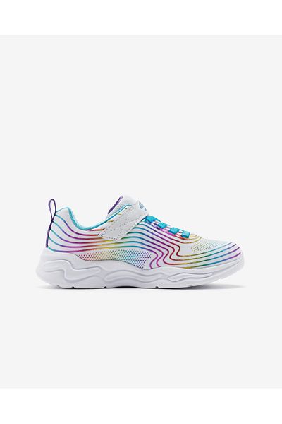 SKECHERS White Lighted Wavy Beams Sports Shoes for Older Girls -302338L WMLT