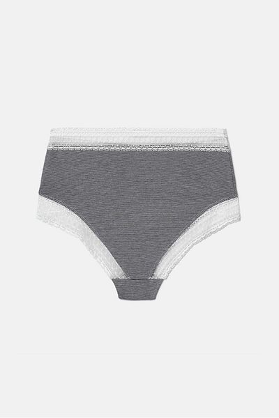 Tchibo Women Stripe Lace Panty, Grey