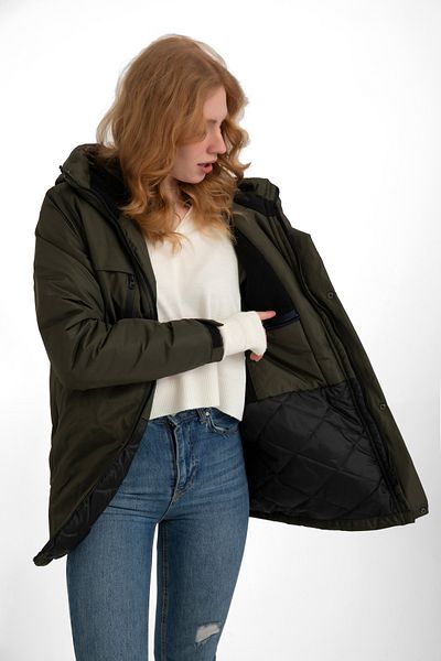 Montup Women's Khaki Fleece Inside Furry Water and Windproof Hooded Winter Coat & Coat & Parka