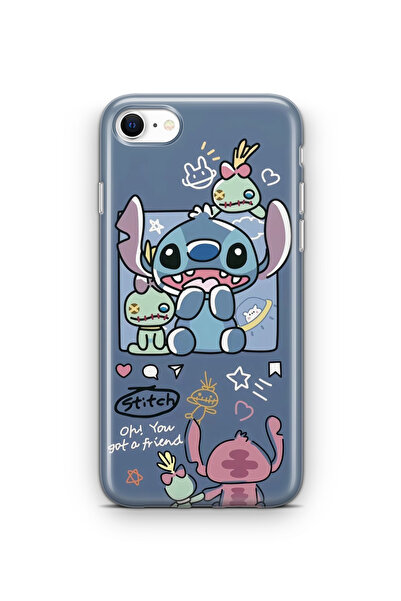 Space Star iPhone 6 Plus ve 6s Plus Uyumlu Stitch Tasarım Baskılı Şeffaf Kılıf