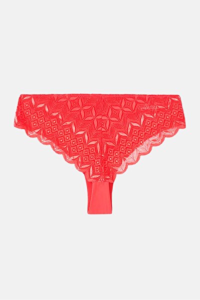 Tchibo Women 2 Pc Textured Magic-Cut Brazilian Briefs, Red
