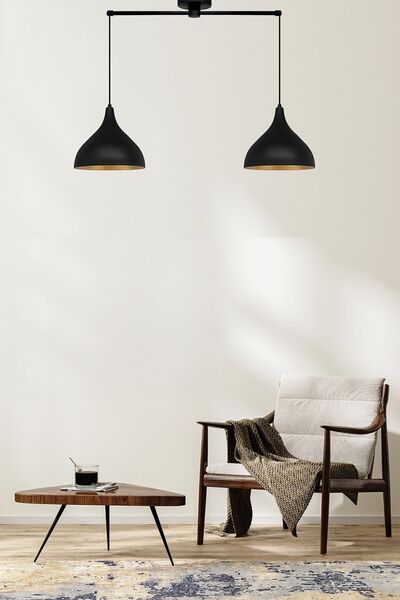 Bamyum İkili Uzun Siyah Sarkıt Avize Salon Mutfak Cafe Restoran Lamba Çocuk Oda Avizeleri Modelleri