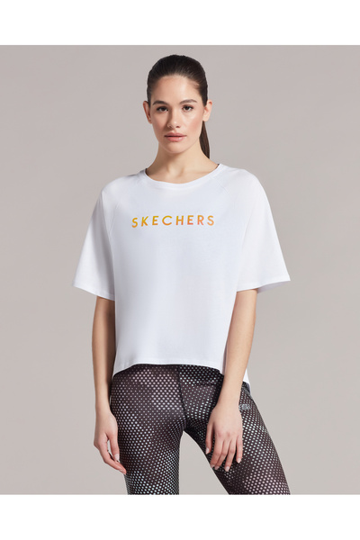 SKECHERS W Graphic Tee Crew Neck T-shirt Women's White Tshirt S231304-100
