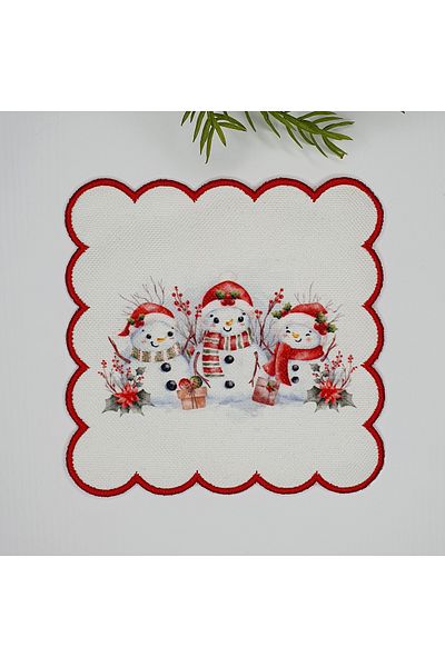 DECO Happy Snow Babies Κεντημένη χαρτοπετσέτα κοκτέιλ με μοτίβο ψηφιακής εκτύπωσης