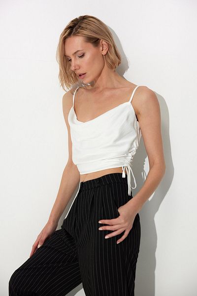 SHERIN White Side Gathered Strap Bustier