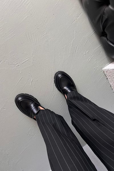 STRASWANS Doss Women's Inside and Outside Genuine Leather Loafer Shoes Black