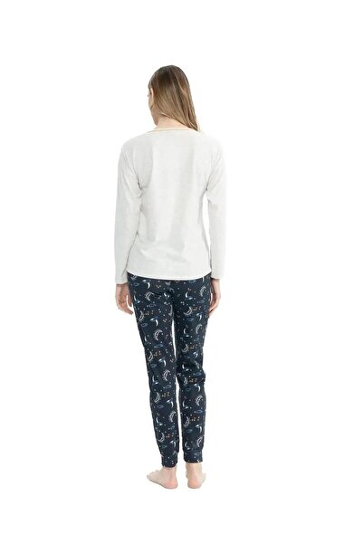 U.S. Polo Assn. U.S. Polo Assn. 17118 Ay Yıldız Desenli Uzun Kollu Paçası Lastikli Pijama Takımı