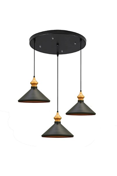 Bamyum Üçlü Siyah Circle Sarkıt Sarkıt Lamba Yemek Masası Oturma Odası Mutfak Salon Otel Showroom