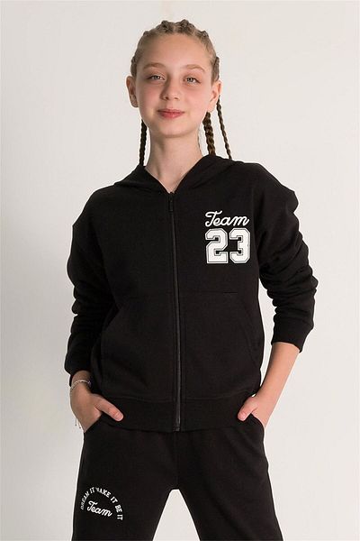 DMB KİDS Cardigan cu fermoar pentru fete DMB negru M9776