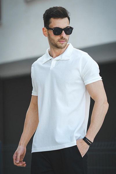 Oksit Ht 945061   Ανδρικό μπλουζάκι Slim Fit Lycra Short Placket Apic Collar
