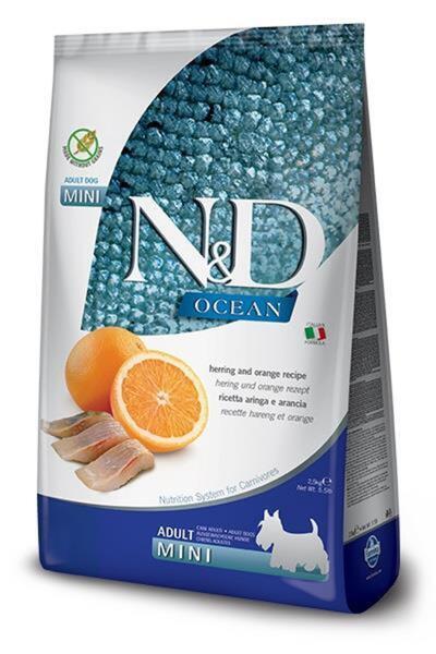N&D Ocean Tahılsız Ringa Balıklı Portakallı Küçük Irk Köpek Maması 7 Kg
