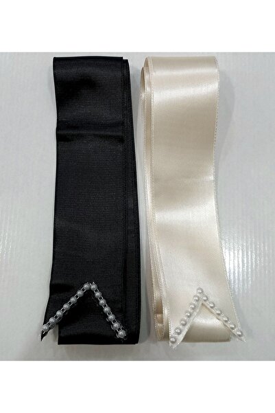 Hobigram Black Cream Plain Pearl Jewelry Ribbon Bride Groom Wedding Henna Night Material Width 6 cm Length 2 Meters