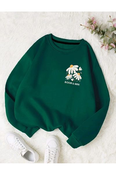 FAVORİST Φούτερ BLOOM & SHINE Printed Crew Neck OVERSIZE (ΦΑΛΗ ΕΦΑΡΜΟΓΗ)
