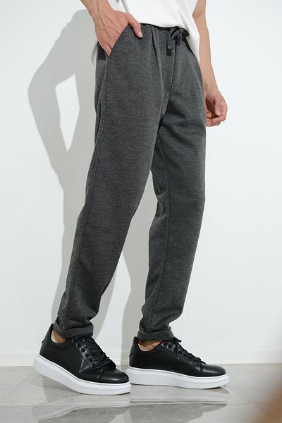 Oksit Carlino Men's Elastic Waist Double Leg Pique Fabric Men's Jogger Pants