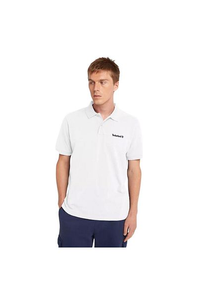 Timberland Μικρό Linear Logo Print Polo White Ανδρικό T-shirt