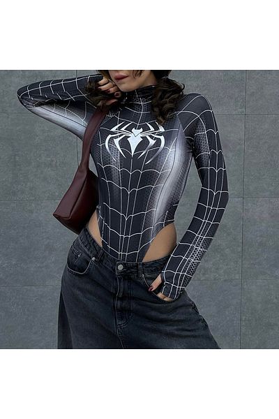 Gofeel Μακρυμάνικο κορμάκι μαύρο Spider Snap