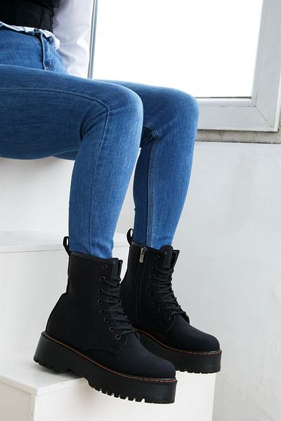ShoeTek Γυναικείες μπότες Carmella με φερμουάρ Μαύρο ματ δέρμα