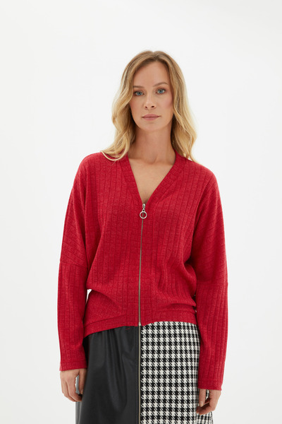 BeFee Kadın Fermuarlı Triko Bluz