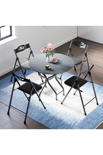 Güzelkan Mutfak Masa Sandalye Takımı Bahçe Yemek Masa Seti Yuvarlak
