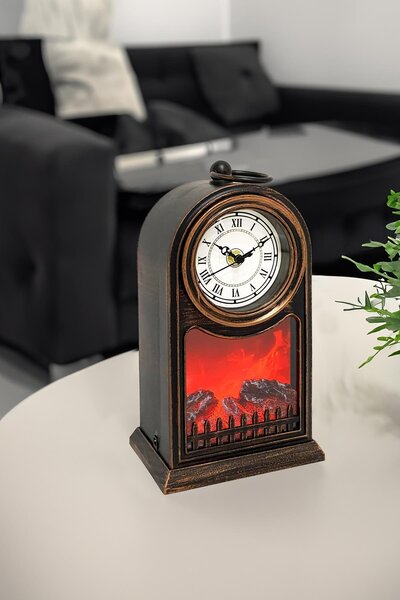 GALAX Şömine Efektli Masa Saati 26 cm dekor
