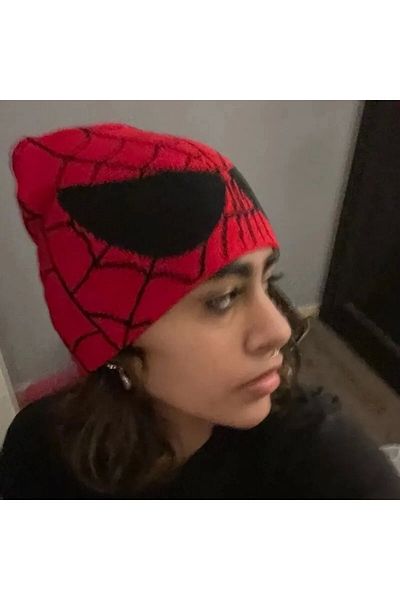 1blood spider y2k style beret red unisex soft beret