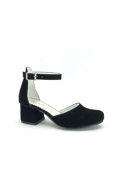Kids Club Shoes İremsu 2811 Pantofi pentru fete, cu toc, cu vârf închis, piele de căprioară neagră