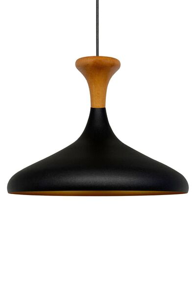 Bamyum Champion Siyah Ahşap Mantar Başlık Tekli Avize Salon Oturma Odası Mutfak Yatak Odası Sarkıt Modeli