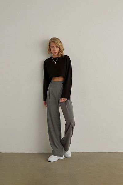 VATKALI Graue Cross-Palazzo-Hose