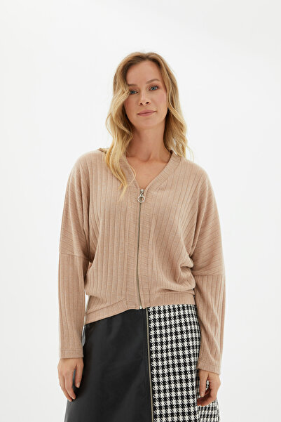 BeFee Kadın Fermuarlı Triko Bluz