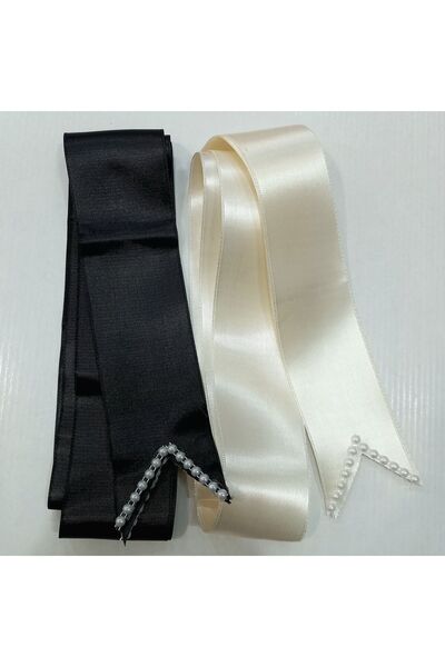 Hobigram Black Cream Plain Pearl Jewelry Ribbon Bride Groom Wedding Henna Night Material Width 6 cm Length 2 Meters