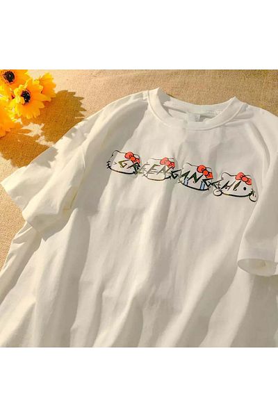 Köstebek Μπλουζάκι Hello Kitty Sick Emoji White (unisex).