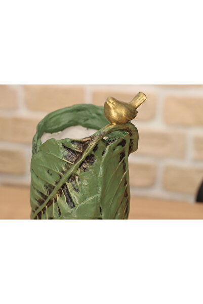 MG Polyester Bird Leaf Pattern Gold Leaf Vase 28,5cm