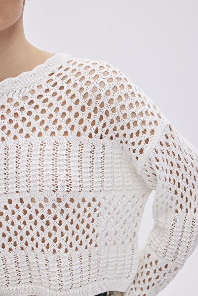 SHERIN Ecru Openwork Knitwear Sweater