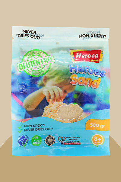 HEROES 4 Farklı Renk Kinetik Kum 2 Kg - Akışkan Eğitici Kinetik Oyun Kumu - 8'li Oyun Kalıbı Hediye 4x500gr