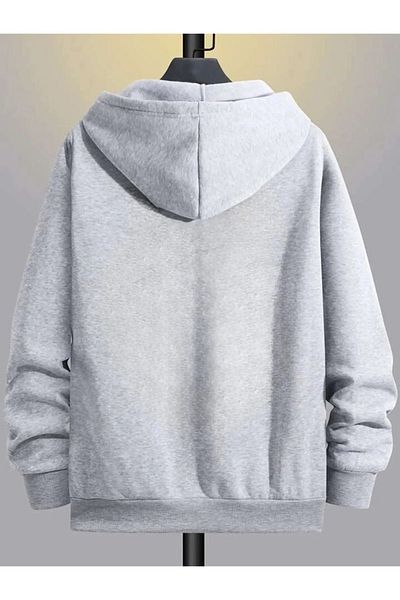 Karatopak Printed Hooded Zippered Oversize Seasonal Sweatshirt