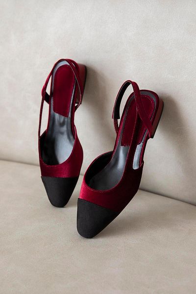 STRASWANS Simmons Women's Heeled Velvet Sandals Claret Red