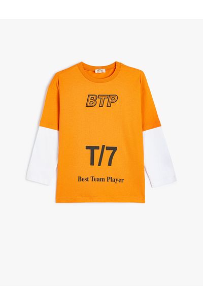 Koton Long Sleeve Slogan Crew Neck T-Shirt